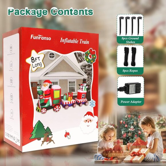 ⚡8 FT Christmas Inflatables Train with Santa Claus Gift Boxes Outdoor Decoration - Picture 6 of 6